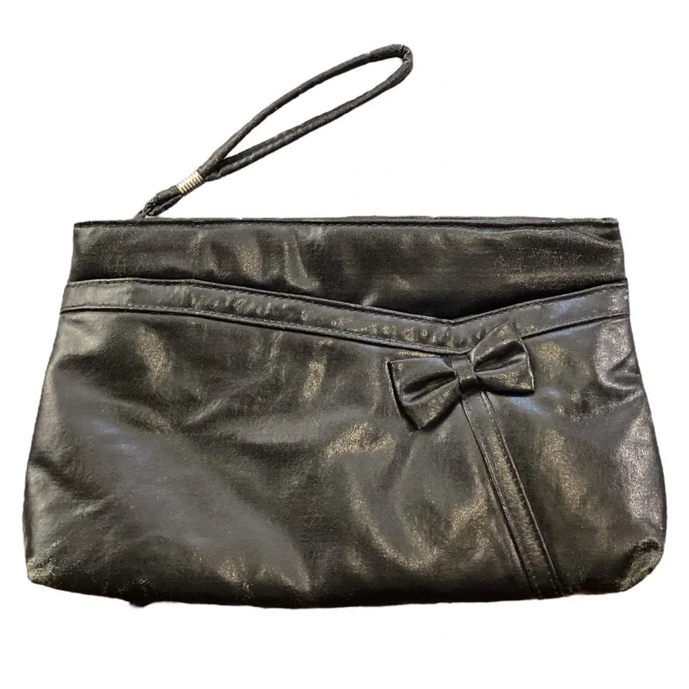 Vintage Soft Supple Leather Clutch Wristlet with‎ Bow